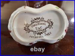 Antique French Faience Sarreguemines Tiny Divided Dish 19th Century Strasbourg