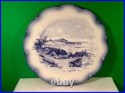 Antique French Faience Scenic Plate, Rocky Shorline c. 1890's