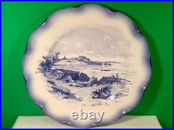 Antique French Faience Scenic Plate, Rocky Shorline c. 1890's