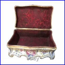 Antique French Faience Scenic Porcelain Dresser Keepsake Box