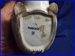 Antique French Faience Signed Mosanic Pottery Pig Flower Frog Ear Reattached