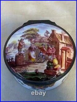 Antique French Faience Snuff Box 19th Century Hand Painted