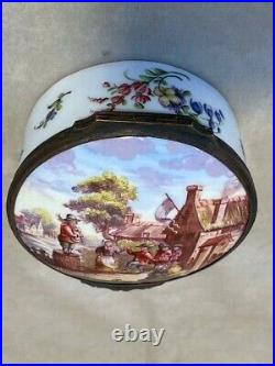 Antique French Faience Snuff Box 19th Century Hand Painted