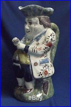 Antique French Faience Snuff Taker Toby Jug 11 High Pitcher France Excellent
