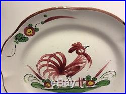 Antique French Faience St. Clement Rooster Plate c. 1870s