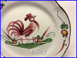 Antique French Faience St. Clement Rooster Plate c. 1870s