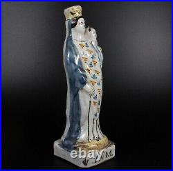 Antique French Faience Tin Glaze Madonna & Child c. 1800's