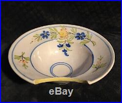 Antique French Faience Tin Glazed Pottery Quimper Style Barbers Shaving Bowl