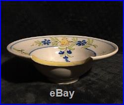 Antique French Faience Tin Glazed Pottery Quimper Style Barbers Shaving Bowl