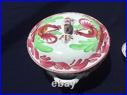 Antique French Faience Tureen & Sauce Boat Lorraine Roosters c. 1880s Rare Set