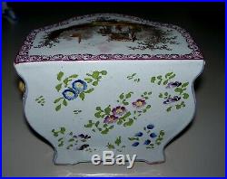 Antique French Faience Veuve Perrin Jewelry Pottery Chest