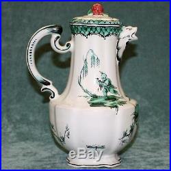 Antique French Faience Veuve Perrin Teapot With Lid, Chinoiserie, Gargoyle Spout