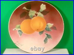 Antique French Faience Wall Plate with Oranges & Leaves Plate