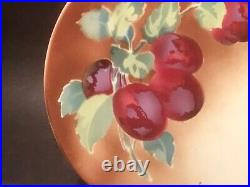 Antique French Faience Wall Plate with Plums & Leaves Plate