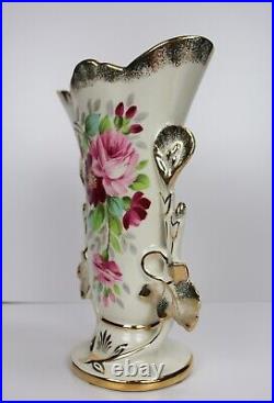 Antique French Faience Wedding Vase 19th Century Vieux Fan Flair Vase 11.25H
