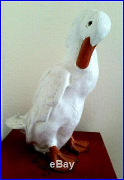 Antique French Faience White Pottery Terracotta Duck