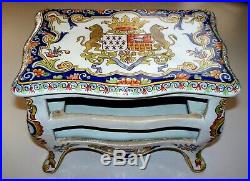 Antique French Faience by Fourmaintraux Freres Huge Jewelry Chest Circa 1880