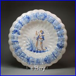 Antique French Faience gadrooned dish, 18th century
