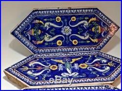 Antique French Faience set of 3 Chateau tiles