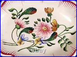 Antique French Floral Faience Hand Painted Floral Dish Plate c. 1800's