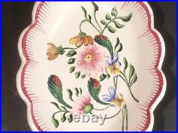 Antique French Floral Faience Hand Painted Floral Dish Plate c. 1800's