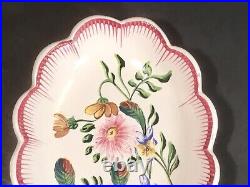 Antique French Floral Faience Hand Painted Floral Dish Plate c. 1800's