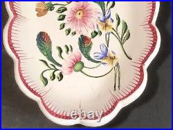 Antique French Floral Faience Hand Painted Floral Dish Plate c. 1800's