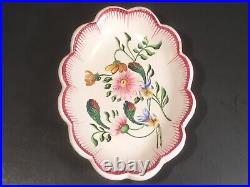 Antique French Floral Faience Hand Painted Floral Dish Plate c. 1800's