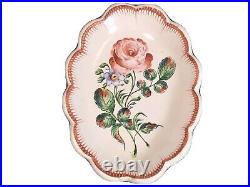 Antique French Floral Faience Hand Painted Rose Dish Plate c. 1800's