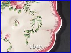 Antique French Floral Faience Hand Painted Rose Dish Plate c. 1800's w Mosquito