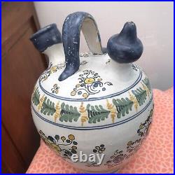 Antique French Gargoulette Faïence Pottery Olive Oil Water Jug Jar Pitcher