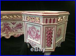 Antique French Gien Faience Pink Transferware Assembled Cachepot Garniture