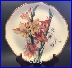 Antique French Gladiolus Faience Choisy-Le-Roi Plate Great Makers Mark c. 1880