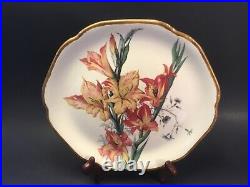 Antique French Gladiolus Faience Choisy-Le-Roi Plate Great Makers Mark c. 1880