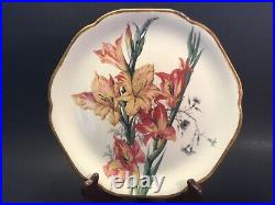 Antique French Gladiolus Faience Choisy-Le-Roi Plate Great Makers Mark c. 1880