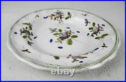 Antique French Glazed Faience Plate Floral Flowers 9