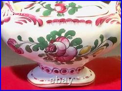 Antique French Hand Painted Floral Covered Faience Jar