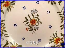 Antique French Hand Painted Rouen Plate in Faience c. 1900