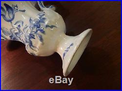 Antique French Italian Faience or Dutch Delft Blue White Ewer Expertly Restored