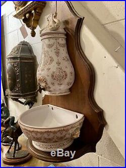Antique French Lavabo Wash Fountain Wall Décor Moustiers Faience