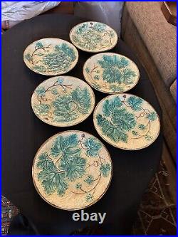 Antique French Majolica Set Of 6 Plates, Clean & Nice