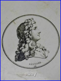 Antique French Parisian faience plate Profile portrait Rechard