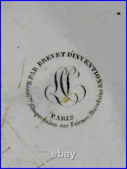 Antique French Parisian faience plate Profile portrait Rechard