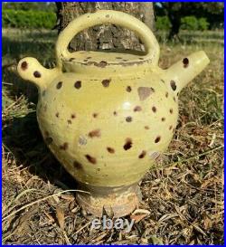 Antique French Pot Pottery Quimper Jaspe Slipware Faience Confit Pitcher Carafe