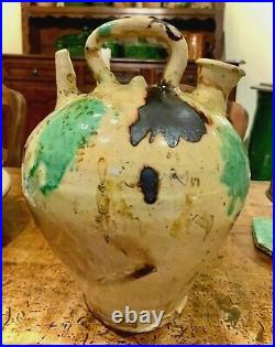 Antique French Pottery Stoneware Glaze Confit Faience Jaspe Gargoulette