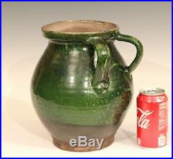 Antique French Provence Country Pottery Vase Confit Pot Jug Snail Jar Faience
