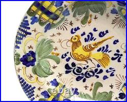 Antique French Provincial Tin Glazed Faience Dish/Plate with Bird 19th Century