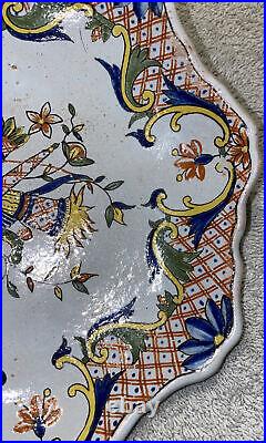 Antique French Quimper Bowl UNSIGNED Porquier Beau Rouenesque Pattern
