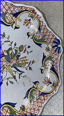 Antique French Quimper Bowl UNSIGNED Porquier Beau Rouenesque Pattern
