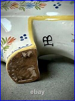 Antique French Quimper Pottery. Chaussure. Beton Shoe Wall Vase. C 1875 Signed
